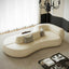 Double-Sided Curved Sofa in Cream Leather with Sculptural Silhouette Main Product Image