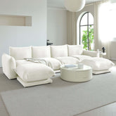 Oversized modern modular cloud sectional couch with lambswool fabric and chaise lounge main product image