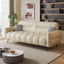 Synthetic Leather Arm-Included Beige Standard Sofa, Off-White, 79"L x 28"W x 33"H, Latex