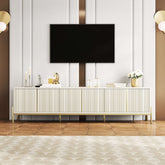 Beige TV stand with metal feet, 78.7 inches wide, featuring storage and entertainment center main product image