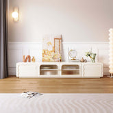 Beige rectangular TV stand measuring 78.7 inches with 4 doors and ample storage space main product image