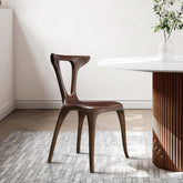 Elegant Deep Brown Solid Wood Lounge Chair with Unique Backrest Main Product Image