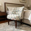 Embroidered Floral Accent Chair with Casters, Tufted Barrel Vanity Seat