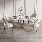 Set of 2 modern beige velvet upholstered dining chairs with open back design main product image
