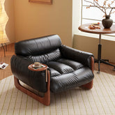 Comfortable single leather leisure sofa available in black and brown colors main product image