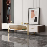 Modern TV stand with glass doors, 2 drawers, and ample storage space, measuring 78.74 inches main product image