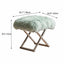 Fluffy Faux Shearling Vanity Stool and Slipper Stool With Sculptural Steel Base Dimensions