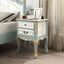 French Country Wood Nightstand with Distressed Finish and Cabriole Legs