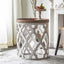 French-Style End Table With Tray Top, White & Natural Main Product Image