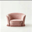 French Vintage Fringe Sofa with Sculptural Curved Silhouette and Plush Upholstery