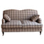 French Vintage Plaid Sofa With Rolled Arms and Soft Curved Silhouette