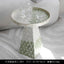 Handcrafted Leaf Mosaic Mother of Pearl Side Table, Sculptural Round Accent