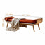 Honey Brown Rattan Entryway Bench, Curved Solid Wood Indoor Bench