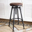 Industrial Vintage Bar Stool Series with Swivel Lift and Leather Seat