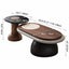 Italian Minimalist Nesting Coffee Table Set with Rotating Top and Stone Inlay Dimensions