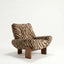 Italian Retro Tiger Print Chair with Ash Wood Legs, Sculptural Reading Lounge Seat Main Product Image