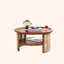 Japandi Style Round Coffee Table with Storage and Rattan Accents