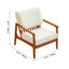 Japandi Teak Chair with Slatted Back, Wide Arms and Beige Cushions Dimensions