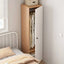 Japandi Wood Wardrobe Armoire With Open Shelves and Hanging Storage