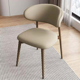 Minimalist khaki dining chair with scratch-resistant leather and solid wood frame main product image