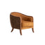 Leopard Print Barrel Chair with Red Oak Frame and Warm Velvet Upholstery