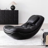 Black microfiber leather recliner chair with unique eggshell shape for luxurious comfort main product image