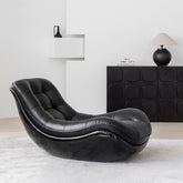 Black microfiber leather recliner sofa with unique eggshell shape for luxurious comfort main product image