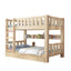 Mid-Century Modern Pine Bunk Bed with Bookcase & Storage