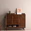 Minimalist Reeded Door Shoe Cabinet, Walnut Finish Main Product Image