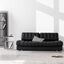 Black faux leather sofa bed with stainless steel frame and pillow arms for modern living rooms main product image