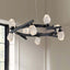 Modern Black Metal 8-Light Chandelier with Crystal Shades Main Product Image