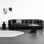 Black microfiber leather sectional sofa with solid wood frame, modern design for living room main product image