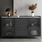 Modern Black Wood Sideboard with Sintered Stone Top Main Product Image