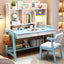 Modern Blue Wooden Kids Writing Desk with Storage and Chair