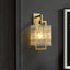 Modern Brass 1-Light Geometric Wall Sconce with Glass Shade Main Product Image