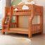 Modern Brown Wood Bunk Bed with Ladder for Kids' Bedroom