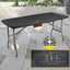 Modern Foldable Metal Patio Dining Table with Wicker-Texture Top