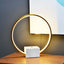 Modern Gold Metal Ring Table Lamp with Faux Marble Base Main Product Image