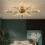 Modern Gold Sputnik Semi-Flush Mount Ceiling Light with Acrylic Ring Shades Main Product Image