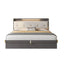 Modern Grey and White Wood Bed with Built-In Lighting and Storage