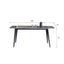 Modern grey rectangular dining table with bright rock tabletop and carbon steel legs