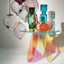 Modern Iridescent Acrylic Side Table with Geometric Legs Main Product Image