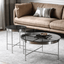 Modern Italian Glass Coffee Table Set With Steel Frame Main Product Image