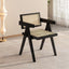 Modern Low-Back Arm Chair with Open Wood Back and Upholstered Seat