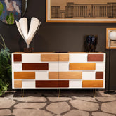 Modern Minimalist Entryway Cabinet with Unique Wood Design Main Product Image
