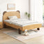 Modern Natural-Finish Panel Bed with Bear-Face Headboard