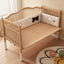 Modern Natural Finish Wooden Kids Bed with Guardrail and Soft Curves