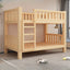 Modern Natural Wood Bunk Bed with Storage Drawer and Bookshelf