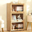 Modern Natural Wood Vertical Bookcase with Acrylic Doors