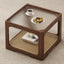 Modern Nesting Coffee Tables with Woven Glass Top and Walnut Frame